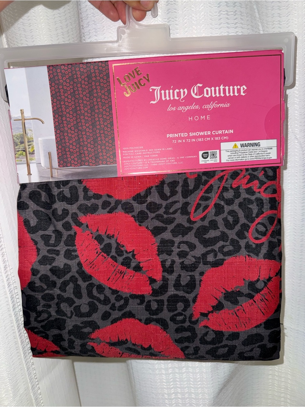 Juicy Couture Red Lip Print Shower Curtain leopard new polyester